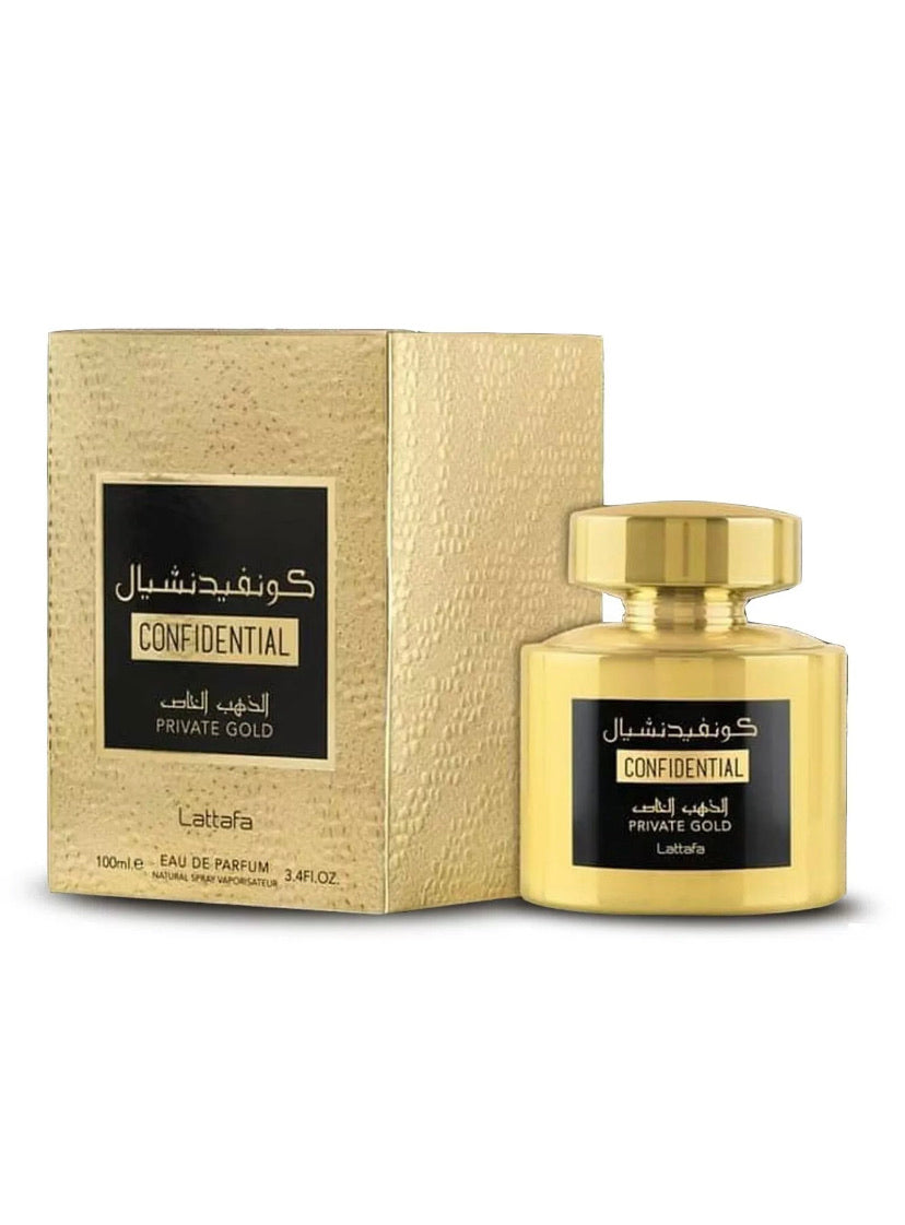 Confidential Private Gold Eau De Parfum By Lattafa 100ml 3.4 FL OZ